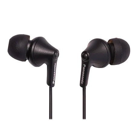 Panasonic ErgoFit Wired In-Ear Earbud Headphones with In-Line Mic/Call Remote and Right-Angle 3.5-mm TRRS Connector, RP-TCM125, Matte Black
