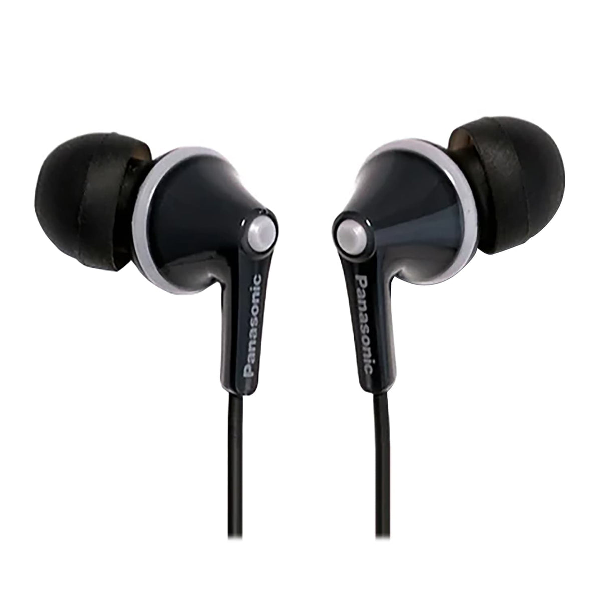 Panasonic ErgoFit Wired In-Ear Earbud Headphones with In-Line Mic/Call Remote and Right-Angle 3.5-mm TRRS Connector, RP-TCM125, Black