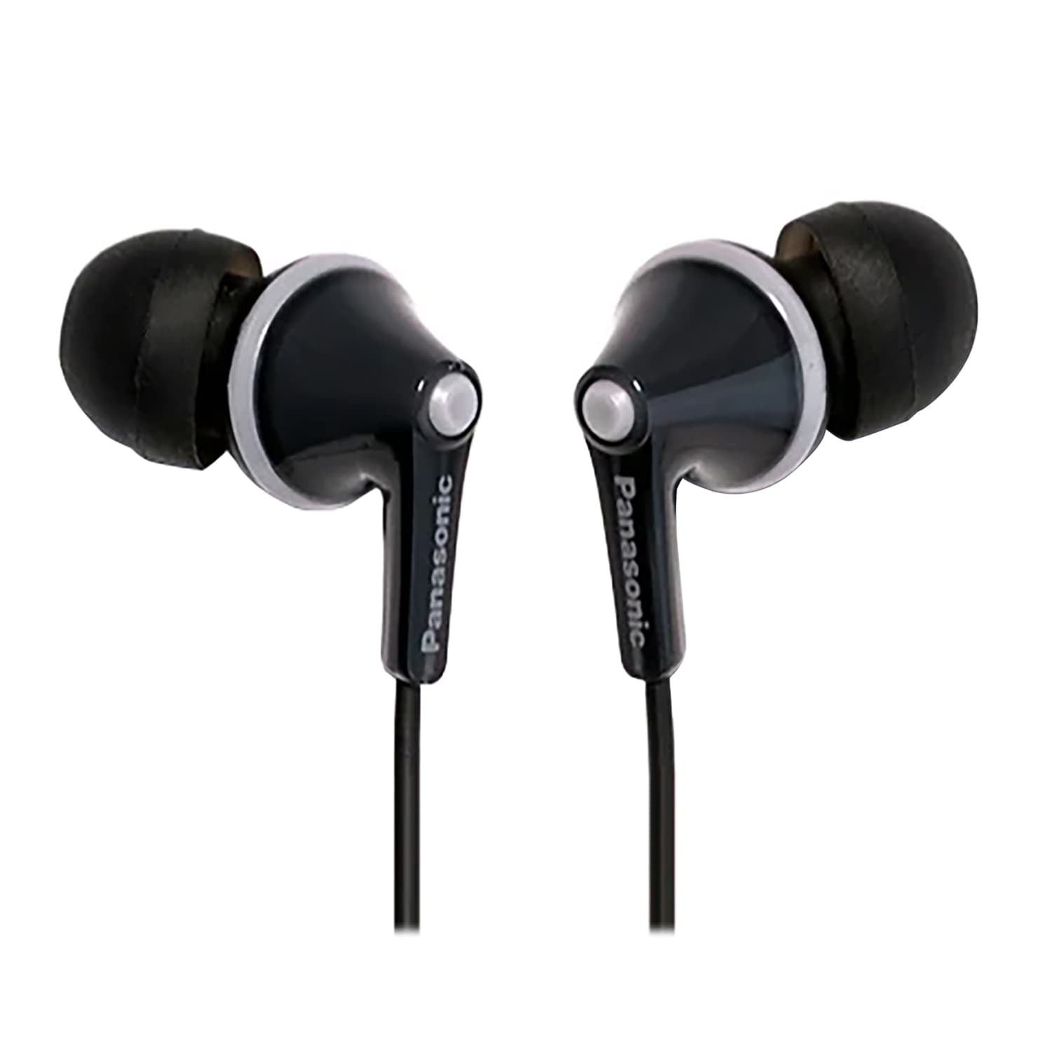 Panasonic ErgoFit Wired In-Ear Earbud Headphones with In-Line Mic/Call Remote and Right-Angle 3.5-mm TRRS Connector, RP-TCM125, Black