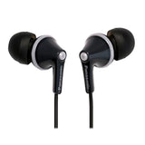 Panasonic ErgoFit Wired In-Ear Earbud Headphones with In-Line Mic/Call Remote and Right-Angle 3.5-mm TRRS Connector, RP-TCM125, Black