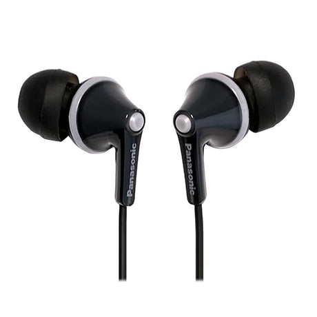 Panasonic ErgoFit Wired In-Ear Earbud Headphones with In-Line Mic/Call Remote and Right-Angle 3.5-mm TRRS Connector, RP-TCM125, Black