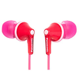 Panasonic ErgoFit Wired In-Ear Earbud Headphones with In-Line Mic/Call Remote and Right-Angle 3.5-mm TRRS Connector, RP-TCM125, Pink