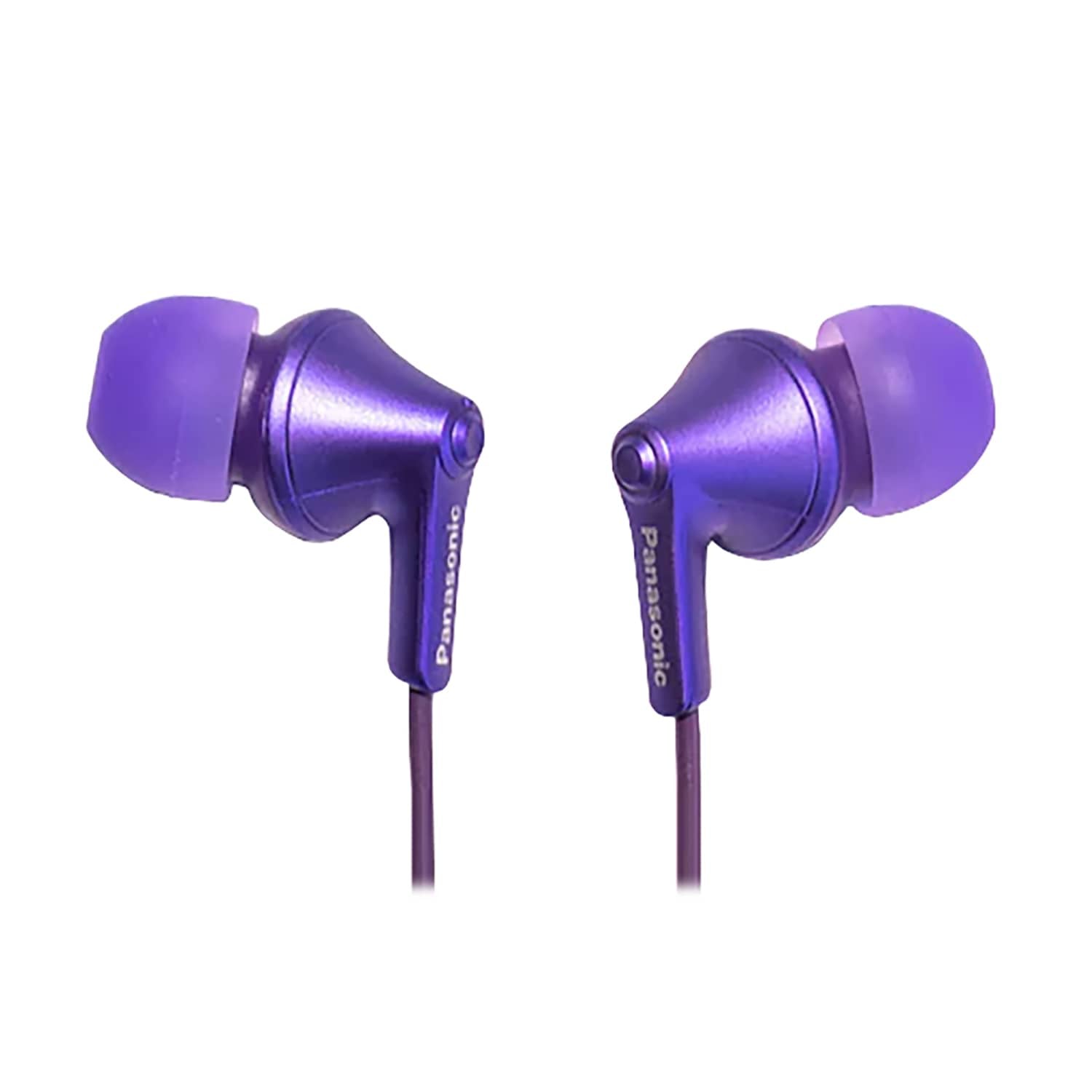 Panasonic ErgoFit Wired In-Ear Earbud Headphones with In-Line Mic/Call Remote and Right-Angle 3.5-mm TRRS Connector, RP-TCM125, Metallic Purple