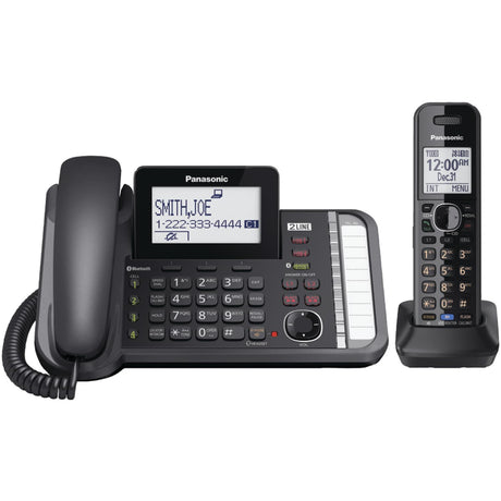 Panasonic 2-Line 1-Handset DECT 6.0 Expandable Cordless Phone System for Landline, Digital Answering System, and Bluetooth Link2Cell