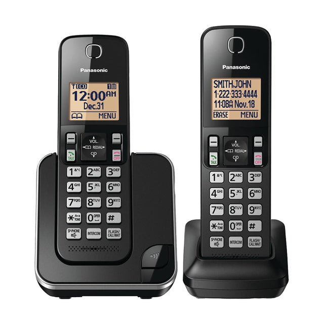 Panasonic 2-Handset DECT 6.0 Plus Expandable Cordless Phone System for Landline, Caller ID, Call Blocker, and Backlit Keypad, KX-TGC352B
