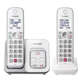 Panasonic Expandable Cordless Phone System for Landline, Digital Answering System, Caller ID, Call Blocker, and Large Buttons, 2 Handset