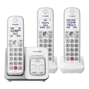Panasonic Expandable Cordless Phone System for Landline, Digital Answering System, Caller ID, Call Blocker, and Large Buttons, 3 Handset