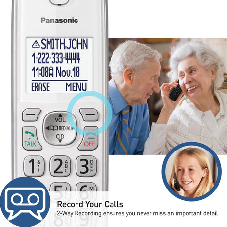 Panasonic Expandable Cordless Phone System for Landline, Digital Answering System, Caller ID, Call Blocker, and Large Buttons, 3 Handset