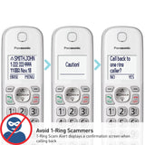 Panasonic Expandable Cordless Phone System for Landline, Digital Answering System, Caller ID, Call Blocker, and Large Buttons, 3 Handset