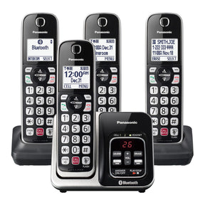 Panasonic 4-Handset Expandable Cordless Phone System for Landline, Digital Answering System, Bluetooth Link2Cell, Caller ID, and Call Blocker