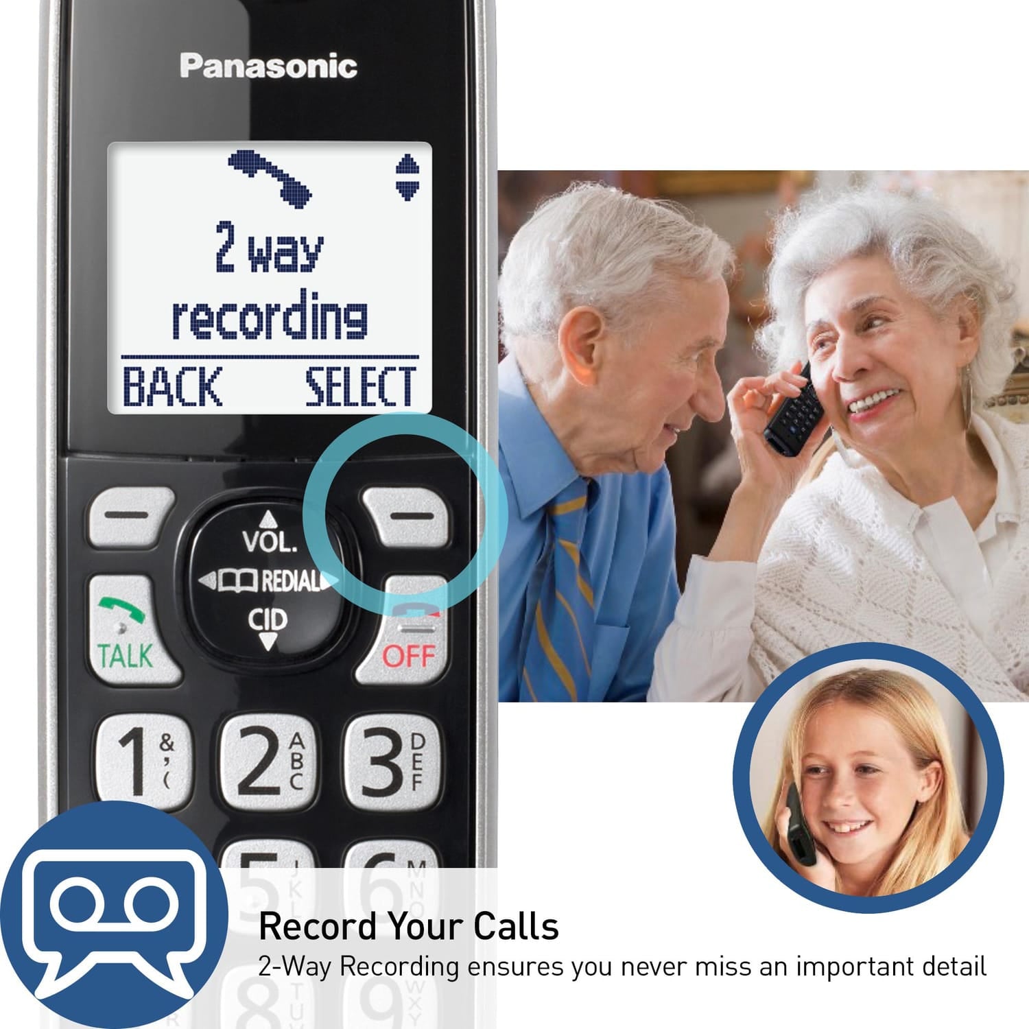 Panasonic 4-Handset Expandable Cordless Phone System for Landline, Digital Answering System, Bluetooth Link2Cell, Caller ID, and Call Blocker