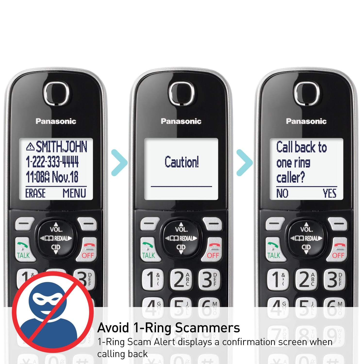 Panasonic 4-Handset Expandable Cordless Phone System for Landline, Digital Answering System, Bluetooth Link2Cell, Caller ID, and Call Blocker