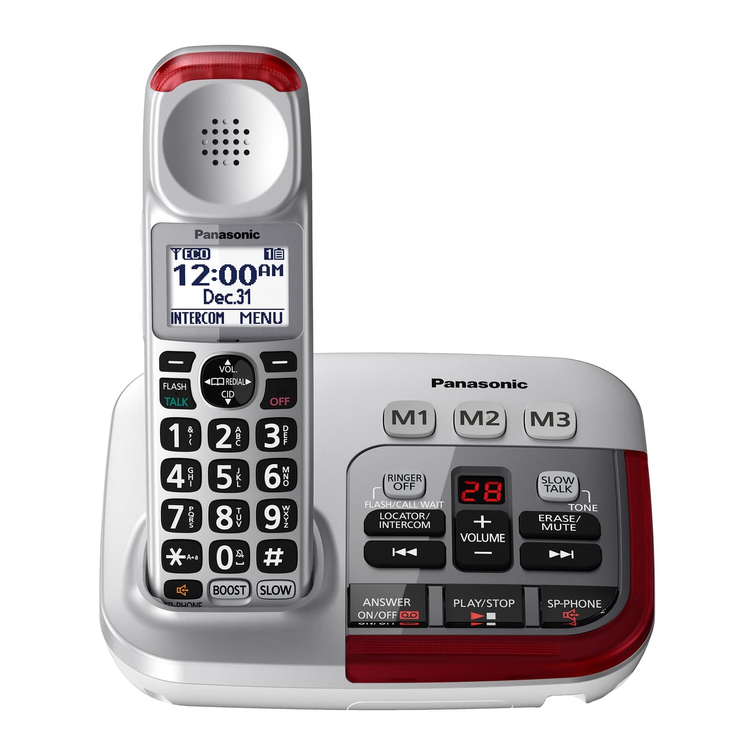 Panasonic 1-Handset DECT 6.0 50-dB Amplified/Expandable Cordless Phone System for Landline, Answering System, Noise Reduction, and Visual Ringer