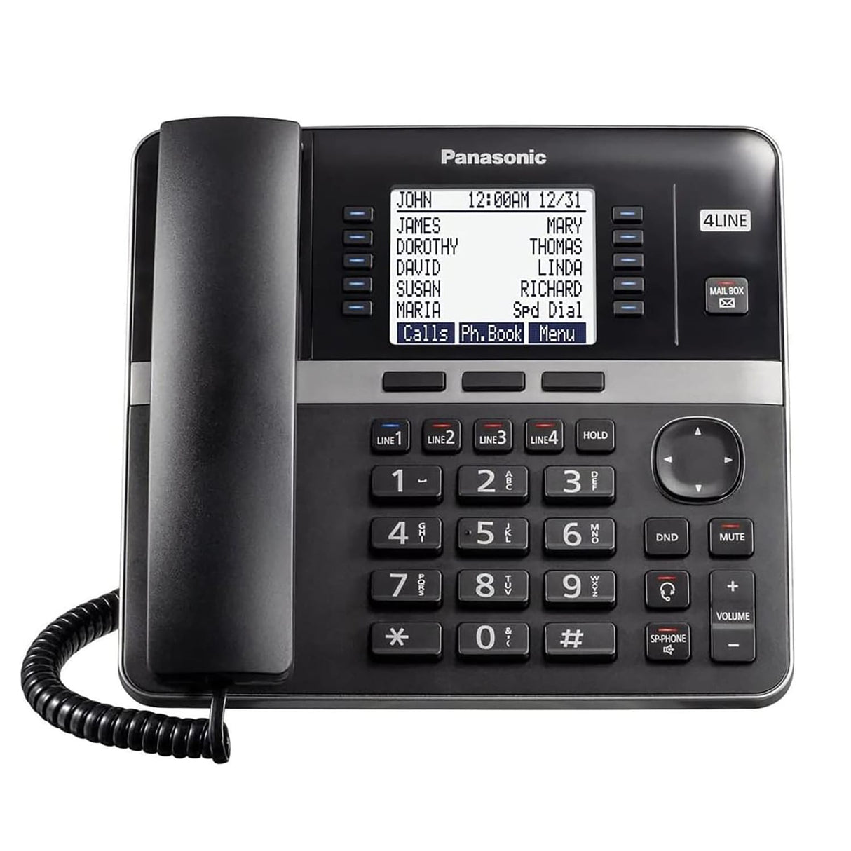 Panasonic Corded DECT 6.0 4-Line Office Phone Base Station with Answering Machine, Black, KX-TGW420B