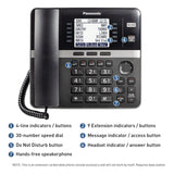 Panasonic Corded DECT 6.0 4-Line Office Phone Base Station with Answering Machine, Black, KX-TGW420B