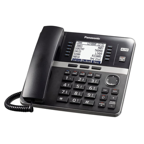 Panasonic Corded-Handset DECT 6.0 Cordless Office Phone Extension for KX-TGW420B 4-Line Office Phone Base Station, Black, KX-TGWA40B