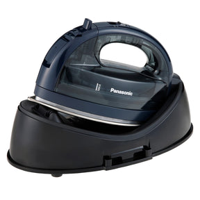 Panasonic Cordless Dry and Steam Iron with Wide Stainless Steel Soleplate, 1500W, Power Heating Base, Retractable Cord, Cover Case, Blue, NI-WL700A