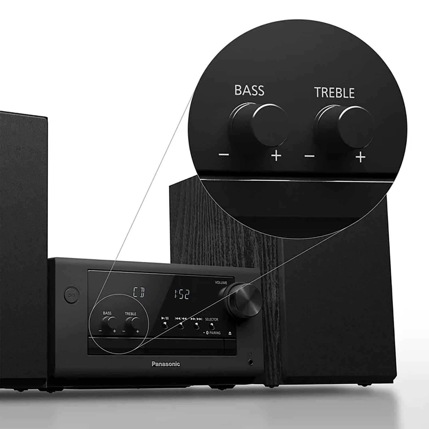 Panasonic 80-Watt Compact Bluetooth Home Stereo System with External Speakers, CD Player, FM Radio, Sound Remastering, USB, and Remote, PM700