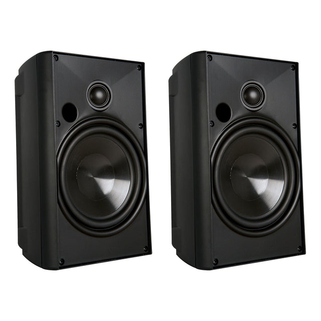 Proficient Audio 5-1/4-In. 125-Watt AW525 Indoor/Outdoor Speaker Pair with Polypropylene Woofer and Pivoting Supernil Soft-Dome Tweeter, 8 Ohms, Black