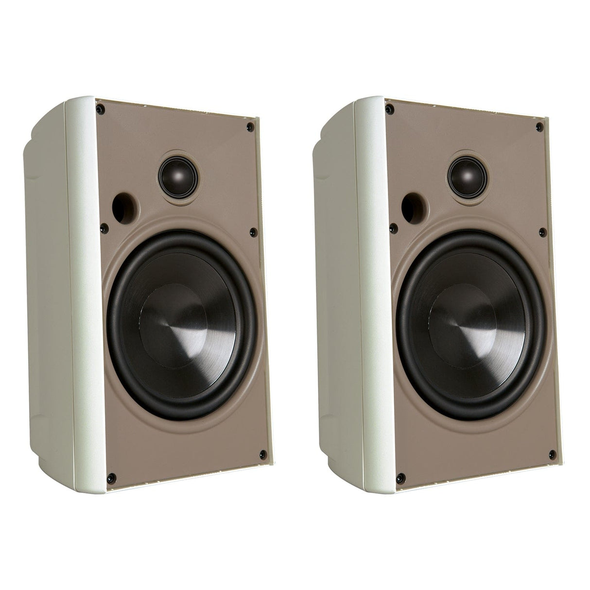 Proficient Audio 5-1/4-In. 125-Watt AW525 Indoor/Outdoor Speaker Pair with Polypropylene Woofer and Pivoting Supernil Soft-Dome Tweeter, 8 Ohms, White