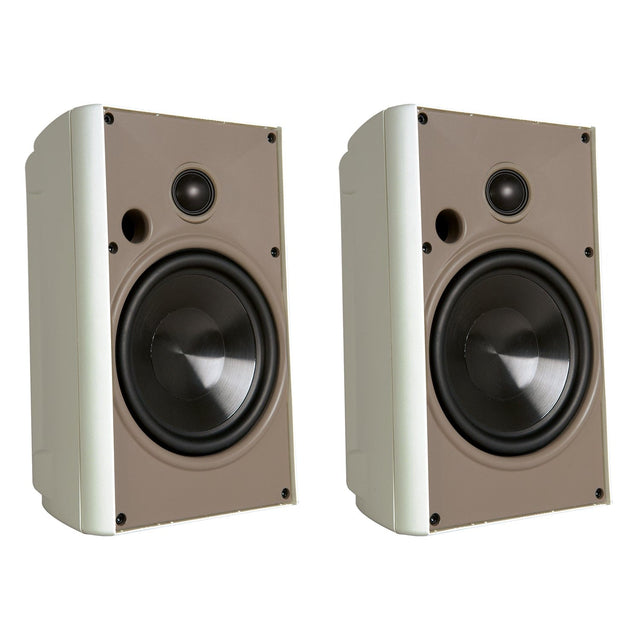 Proficient Audio 5-1/4-In. 125-Watt AW525 Indoor/Outdoor Speaker Pair with Polypropylene Woofer and Pivoting Supernil Soft-Dome Tweeter, 8 Ohms, White