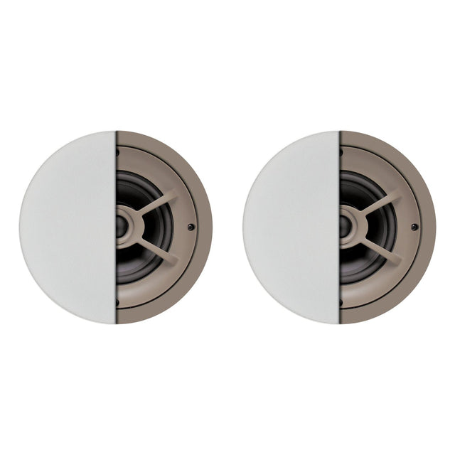 Proficient Audio 6-1/2-In. 100-Watt Protege C621 2-Way In-Ceiling Speaker Pair with Polypropylene Woofer and Pivoting Silk-Dome Tweeter, 8 Ohms