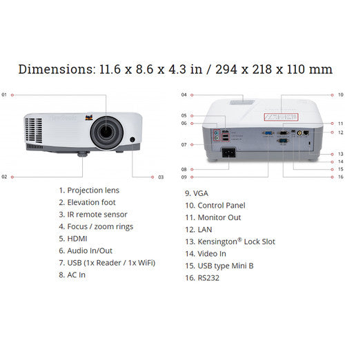 ViewSonic PG603X-S 3600-Lumen XGA DLP Projector - Certified Refurbished