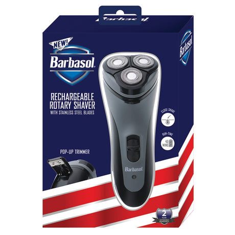 Barbasol Men's Rechargeable Dry Rotary Shaver with Pop-up Trimmer