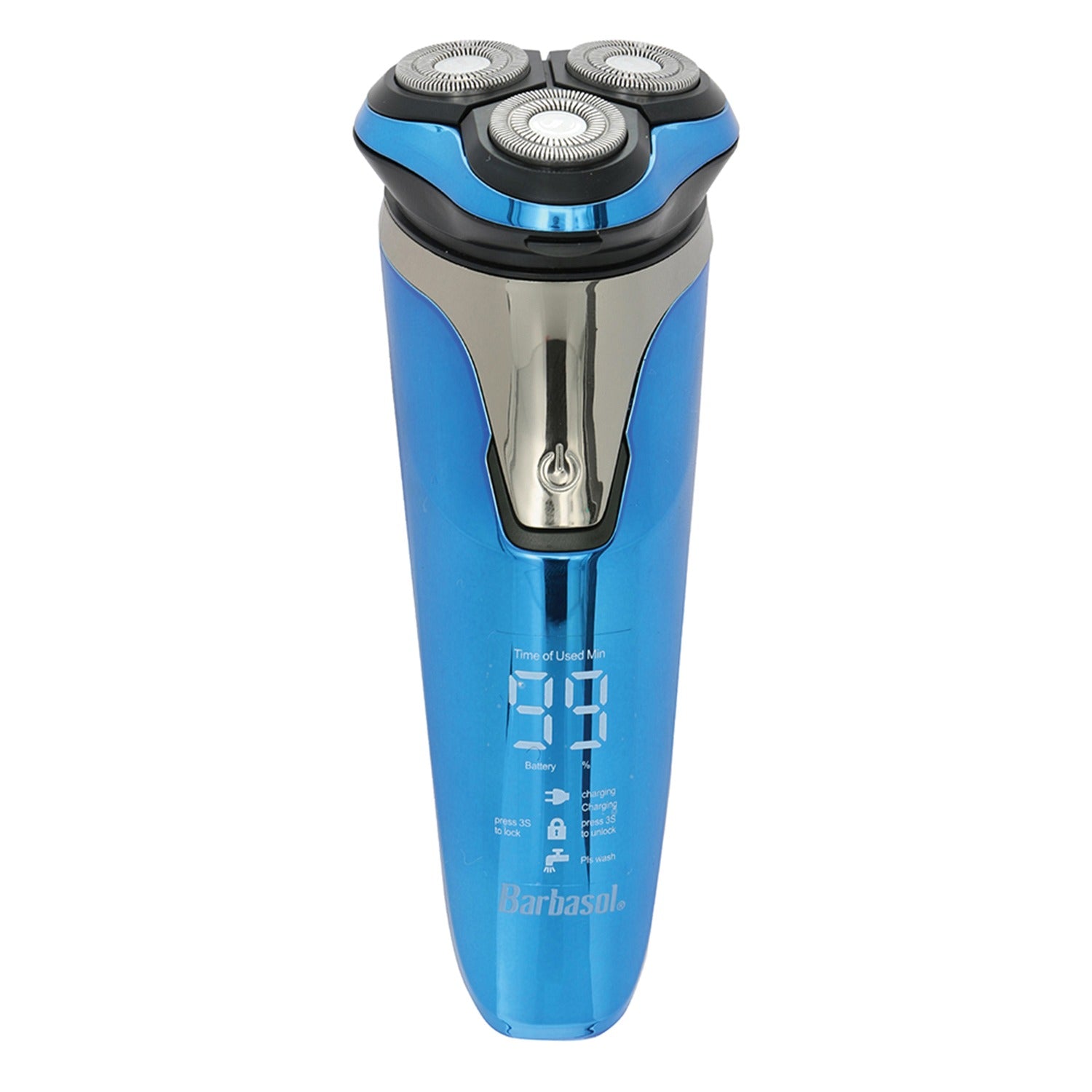 Barbasol Men's Rechargeable Wet/Dry LCD Lithium Rotary Shaver with Pop-up Trimmer