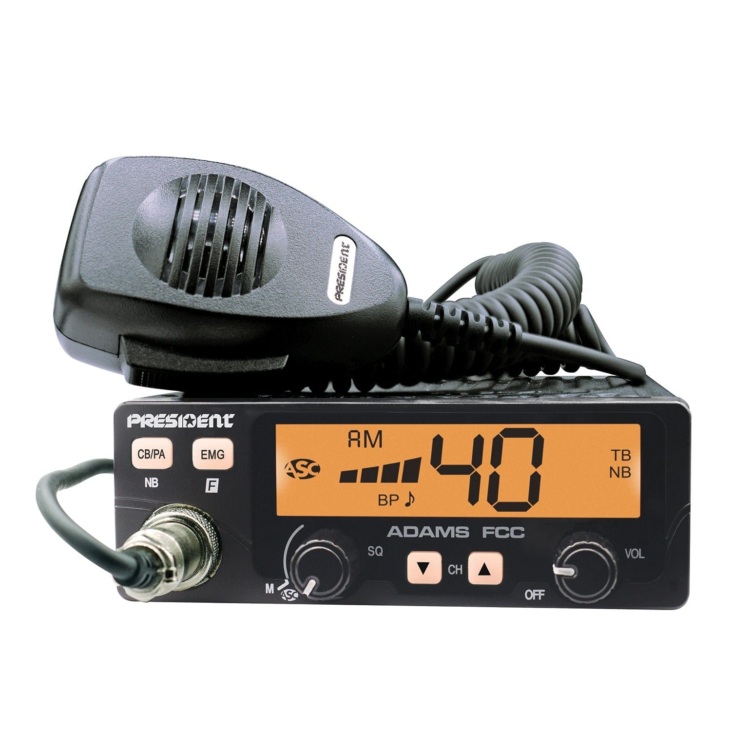 President ADAMS FCC 40-Channel 12-Volt AM CB Radio