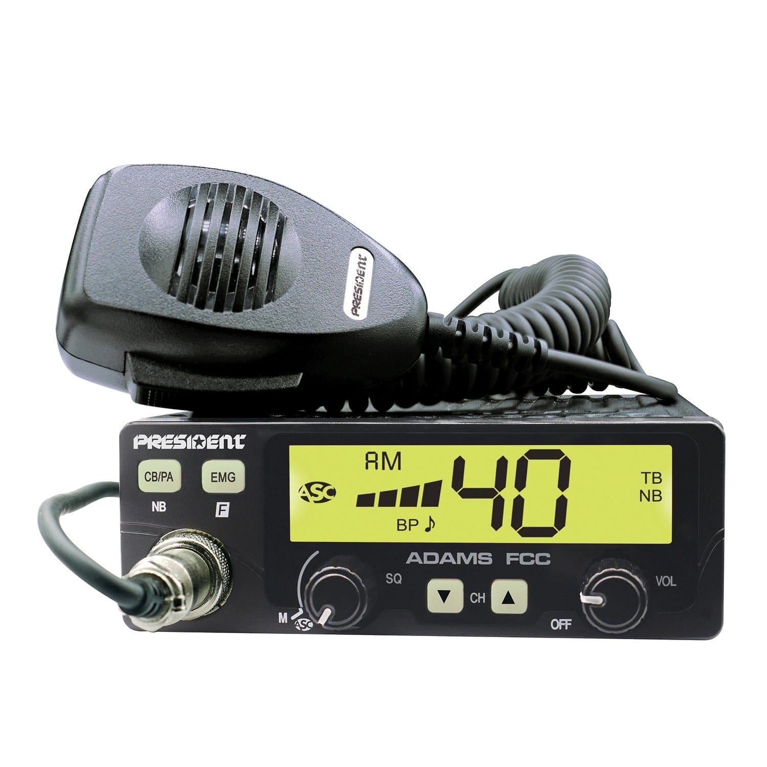 President ADAMS FCC 40-Channel 12-Volt AM CB Radio
