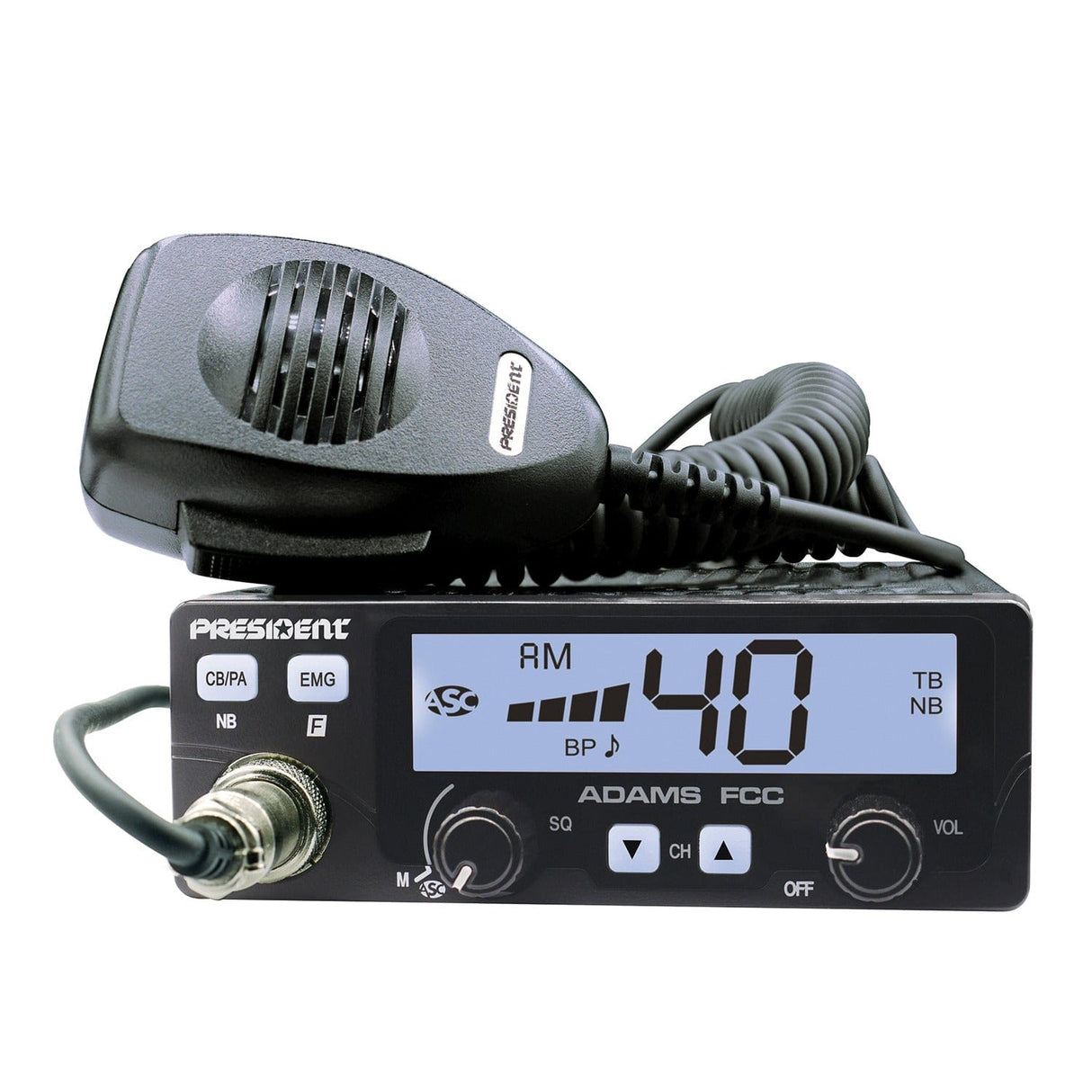 President ADAMS FCC 40-Channel 12-Volt AM CB Radio