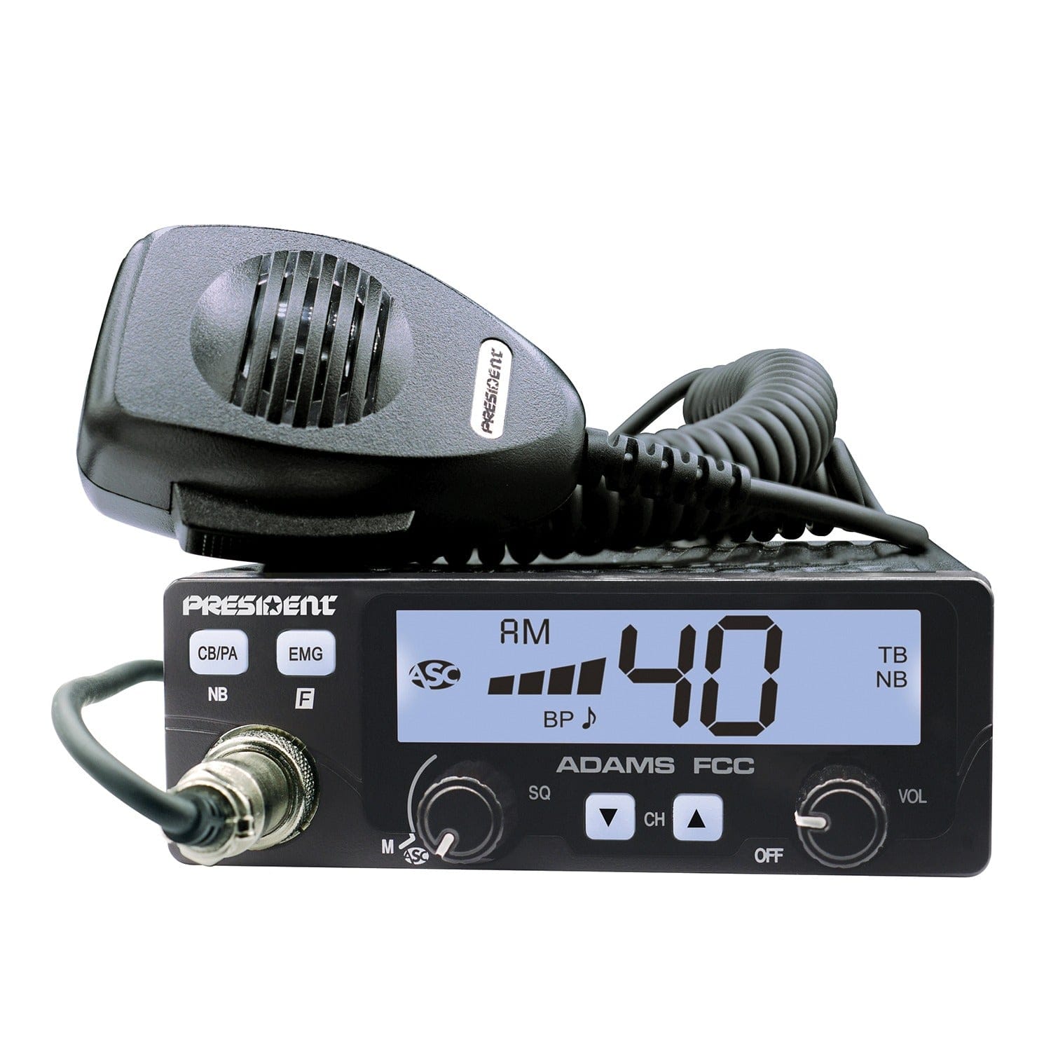 President ADAMS FCC 40-Channel 12-Volt AM CB Radio