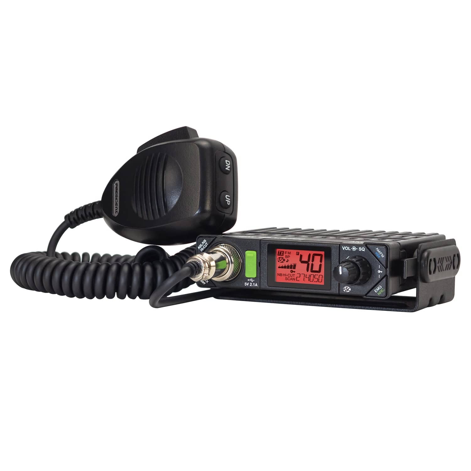President BILL III FCC 40-Channel 12-Volt AM/FM Weatherband Ultracompact CB Radio with P-Channels and NRC, TXUS201-1