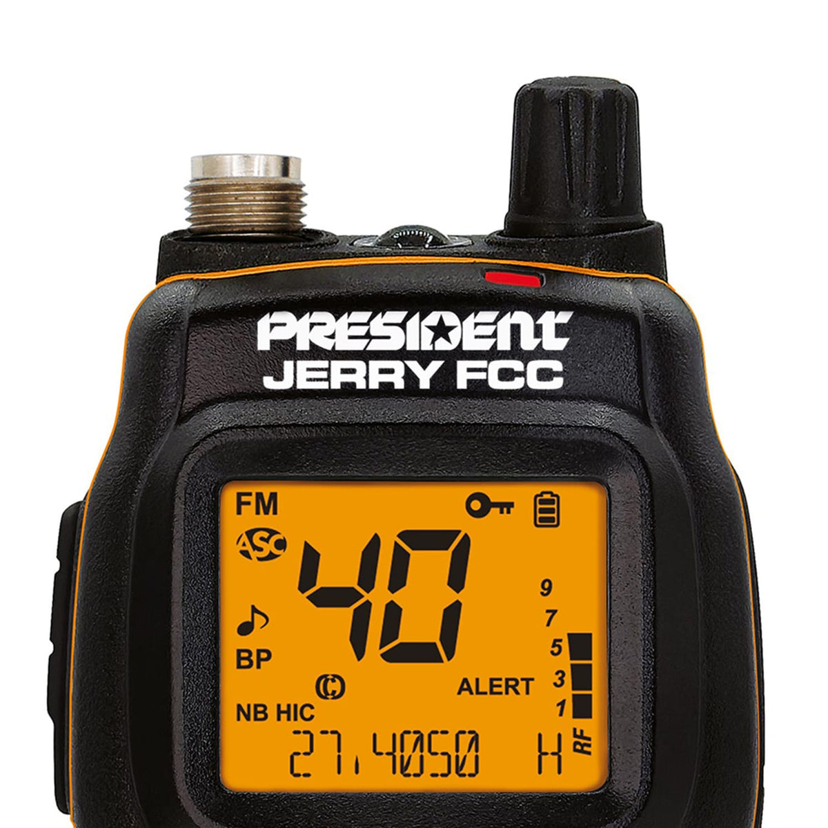 President Jerry FCC Handheld Ultra-Compact CB Radio with 40 Channels, AM/FM/PA, Weather Alert, Emergency Channel, Scan, Flexible Antenna, Car Charger