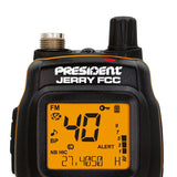 President Jerry FCC Handheld Ultra-Compact CB Radio with 40 Channels, AM/FM/PA, Weather Alert, Emergency Channel, Scan, Flexible Antenna, Car Charger