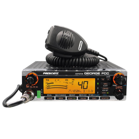 President George FCC 40-Channel CB Radio with AM/FM/PA/SSB Modes, NOAA Alerts, P-Channels, Emergency Channels, VOX, Auto Squelch, USB, ANL, Mic