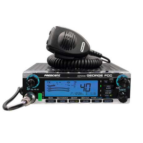 President George FCC 40-Channel CB Radio with AM/FM/PA/SSB Modes, NOAA Alerts, P-Channels, Emergency Channels, VOX, Auto Squelch, USB, ANL, Mic