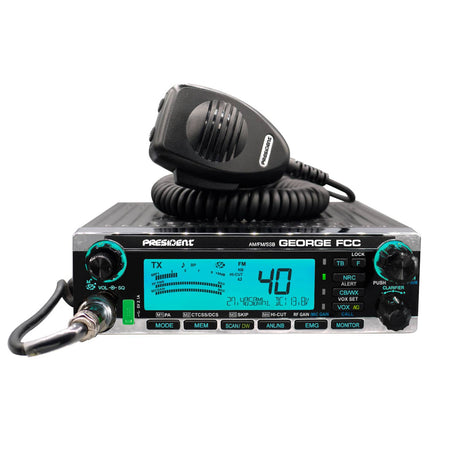 President George FCC 40-Channel CB Radio with AM/FM/PA/SSB Modes, NOAA Alerts, P-Channels, Emergency Channels, VOX, Auto Squelch, USB, ANL, Mic