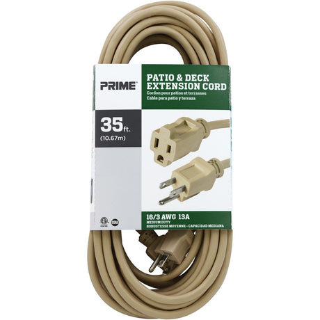 Prime 16/3 SJTW Landscape Extension Cord, 35 Ft., Beige