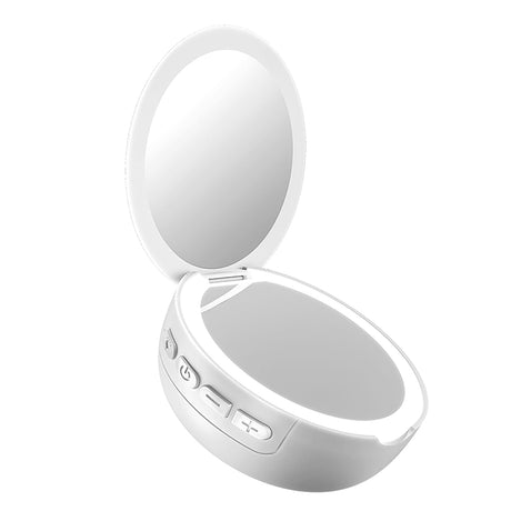 Priority Products Compact Bluetooth Mirror Speaker with Lights, M6, White