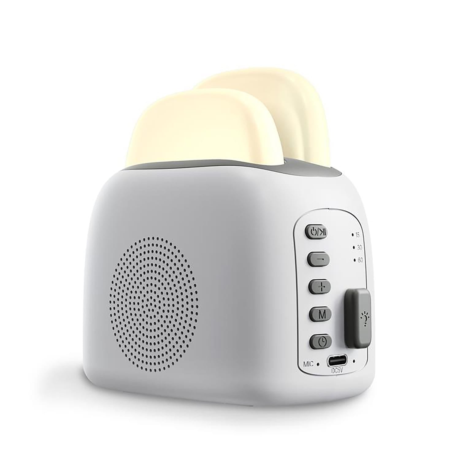 Priority Products Toaster-Shaped Sleeping Machine with Bluetooth Speaker and Night-Light, White