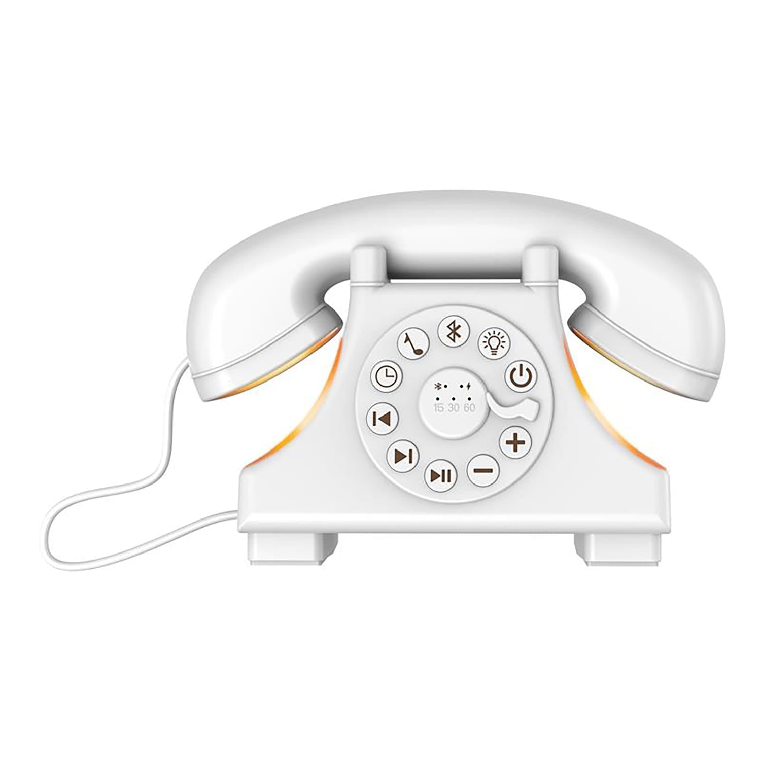Priority Products Retro Telephone-Shaped Sleeping Machine with Bluetooth Speaker and Night-Light, White