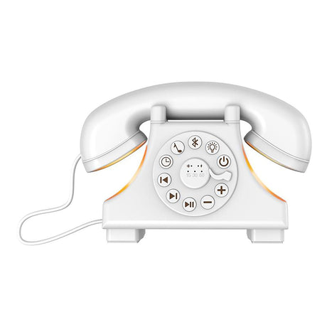 Priority Products Retro Telephone-Shaped Sleeping Machine with Bluetooth Speaker and Night-Light, White