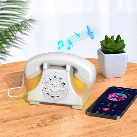 Priority Products Retro Telephone-Shaped Sleeping Machine with Bluetooth Speaker and Night-Light, White