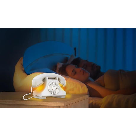 Priority Products Retro Telephone-Shaped Sleeping Machine with Bluetooth Speaker and Night-Light, White