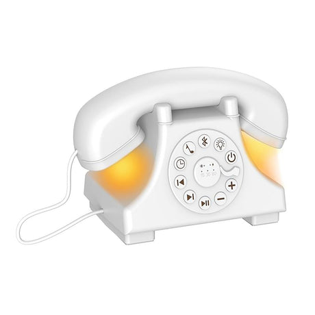 Priority Products Retro Telephone-Shaped Sleeping Machine with Bluetooth Speaker and Night-Light, White