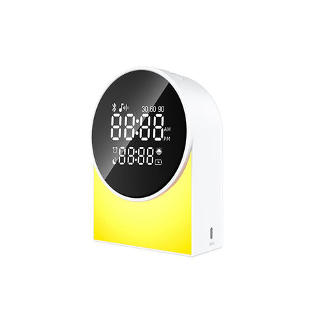 Priority Products Rechargeable Digital FM Radio Alarm Clock with Bluetooth Speaker, LED Night-Light, and Sound Machine, SM12, White