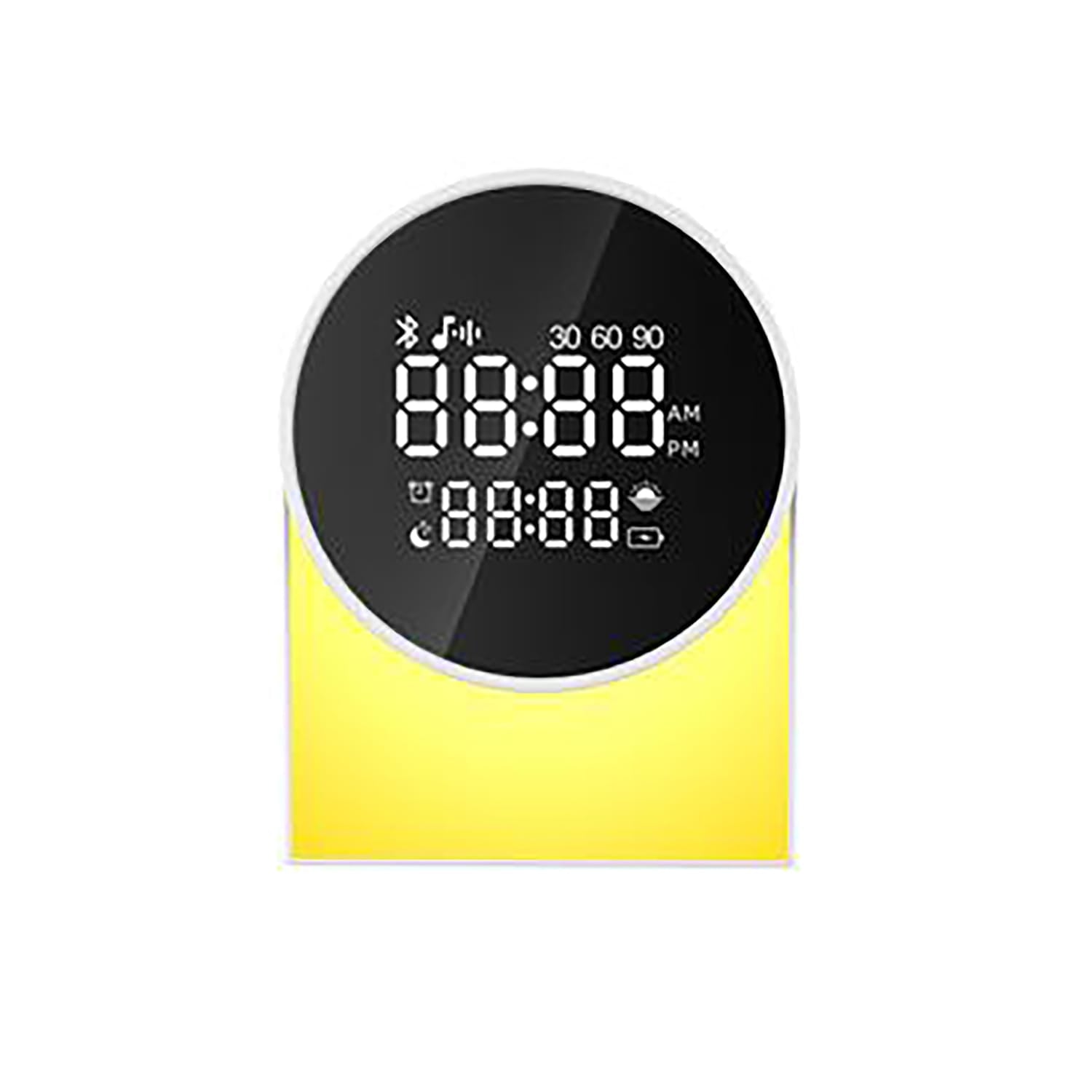 Priority Products Rechargeable Digital FM Radio Alarm Clock with Bluetooth Speaker, LED Night-Light, and Sound Machine, SM12, White