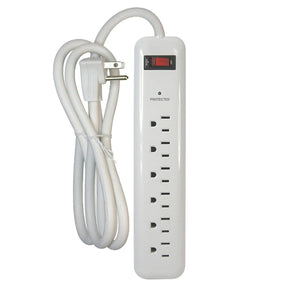 Prime 6-AC Outlet 1000-Joules Surge Protector Power Strip, 8-Ft. Cord with Right-Angle Plug, PB802126